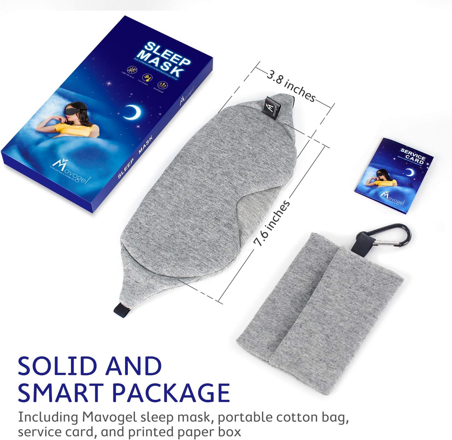 Mavogel Cotton Sleep Eye Mask - Updated Design Light Blocking Sleep Mask, Soft and Comfortable Night Eye Mask for Men Women, Eye Blinder for Travel/Sleeping/Shift Work, Includes Travel Pouch, Grey: Health & Personal Care