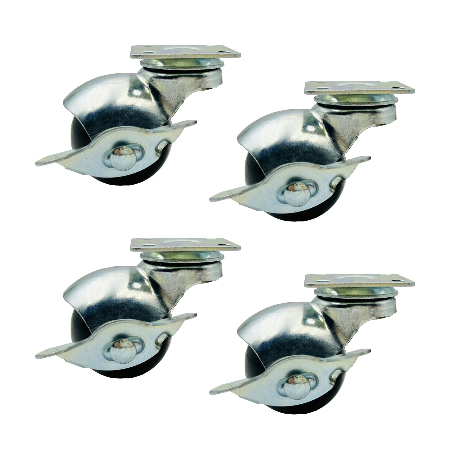 LIKERAINY Swivel Plate Fixing Caster PP Wheels IC2711A with Brake 360 Degree General Purpose Castors Size Ø 40mm Pack of 4 Pieces