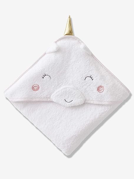 Vertbaudet Cape De Bain Bebe Licorne Blanc 100x100 Amazon Fr Bebes Puericulture