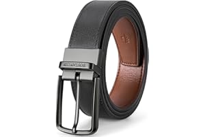 BOSTANTEN Belt Men Leather Reversible Belts for Men 1 3/8" for Casual Golf Dress Pants, Two-in-One Belt Gift