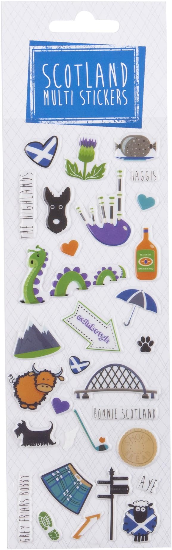 Scottish Multi Icons and Landmarks Heart Scottie Dog Scrapbook Kids Stickers