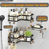 ZVZM Corner Shower Caddy Organizer Rack 3 Pack with 12 Hooks No Drilling view 5