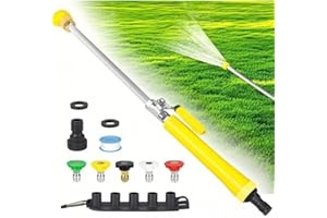 RUIRGO Jetnozzle High pressure hose nozzle for garden hose,7-in-1 Hydro jet nozzle High Pressure Power Washer wand, nozzles watering sprayer cleaning tool, Pressure washer hose attachment (Yellow)
