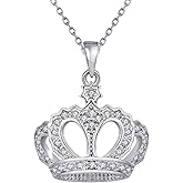 HENGYID Queen Style 18K Rose Gold-Plated Crown Necklace Pendant