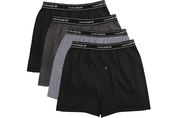 Hanes Men's ComfortSoft Knitboxer Underwear, Pack of 4, Assorted Colours