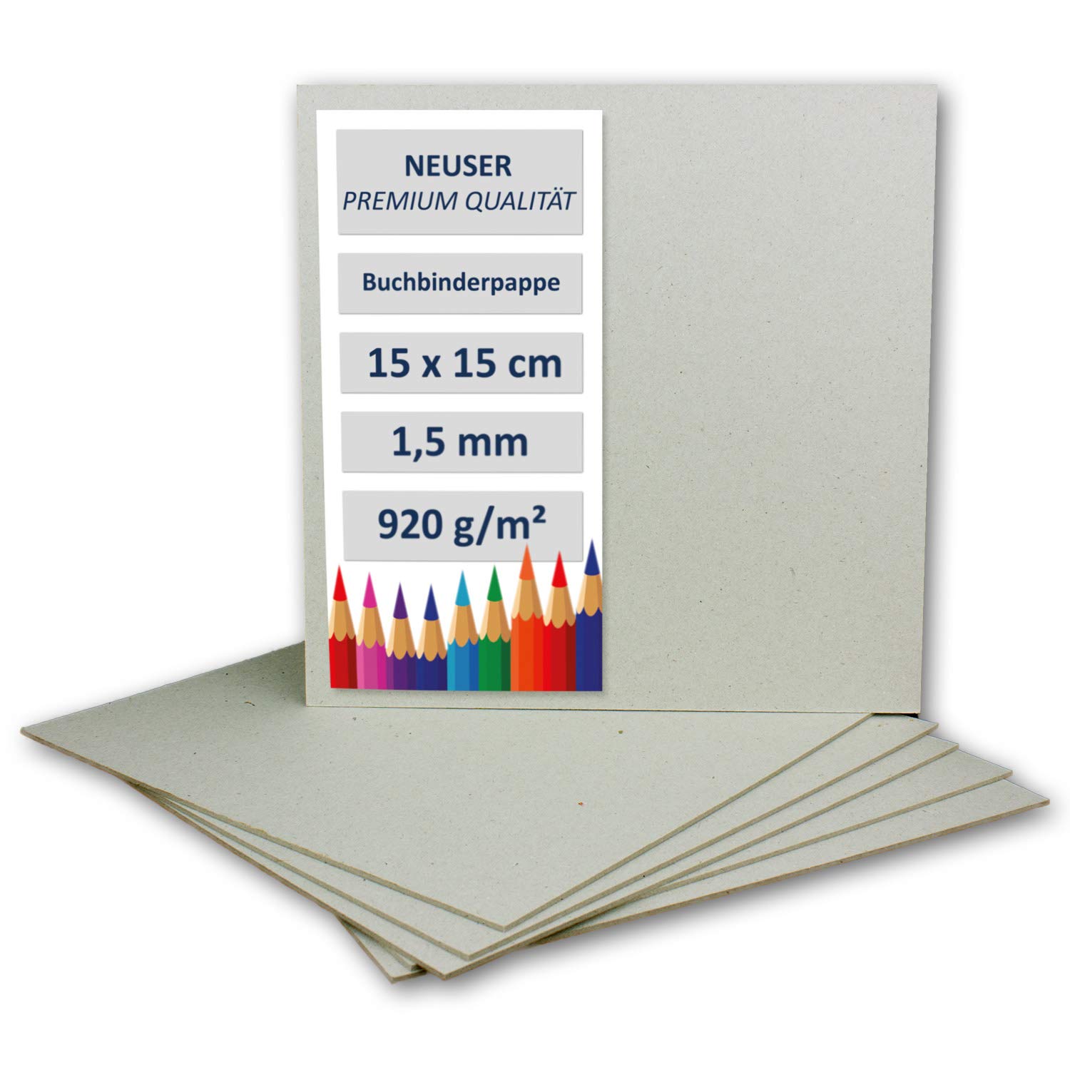 Bookbinding Cardboard, A3 / A4, 1.5 mm, Extra Strong Cardboard 20 Items Square (15x15) Grey-Brown - 1.5 mm — image 1