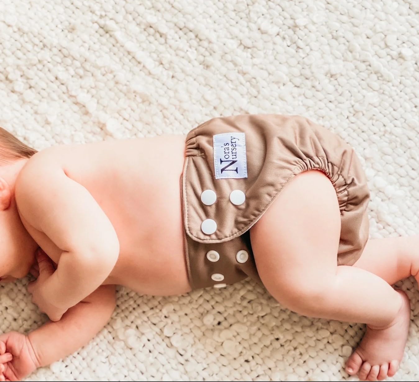 Nora's Nursery Newborn All-in-One Cloth Diaper 14-Pack with Diaper Pod for Clean Storage - Waterproof, Washable, Reusable, and Adjustable for Babies Under 12lbs - Evergreen