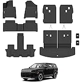 Floor Mat Set for 2024 2025 2026 Hyundai Santa Fe 6-Seats (Fuel) Includ Floor Mats & Trunk Liner & Backrest Mat—All-Weather, Stain-Resistant Car Floor Liners, Accessory Custom Fit for Hyundai Santa Fe
