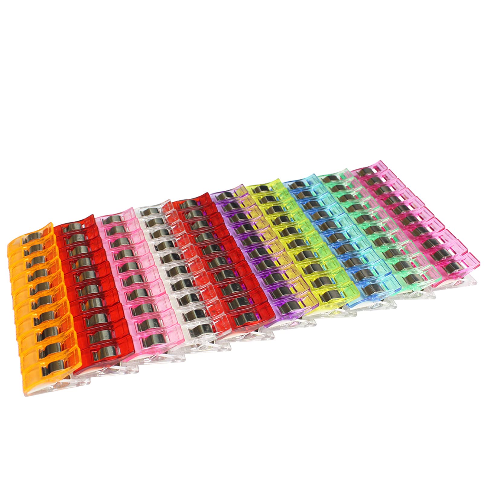 YMF MAKEUPBRUSH Sewing Clips, 100 PCS Durable Mini Flat Clips, Assorted Colors, Stainless Steel, Abs, Plastic, Perfect for Crafts, Post Notes, Organize Papers