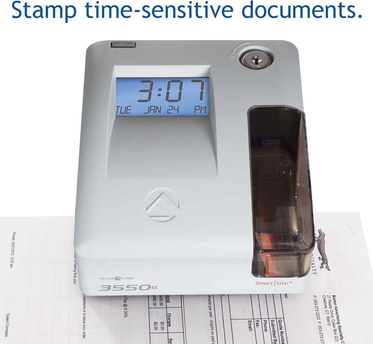 Pyramid Time Systems, Model 3550SS SmartSite Time Clock and Document Stamp, Patented SmartSite LED Linear Light Guide, Includes 25 time Cards, Ribbon, 2 Security Keys and User Guide, Made in USA : Electronics