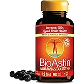 Nutrex Hawaii BioAstin Hawaiian Astaxanthin - 12mg, 90 Softgels - Farm-Direct Premium Antioxidant Supplement to Support Eye, Skin, Joint & Immune System Health - Non-GMO & Gluten-Free