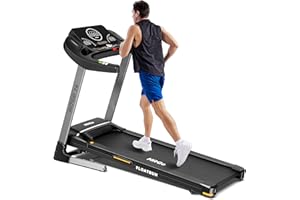 HitGo Treadmill with 15% Auto Incline, Treadmills with Handrails 400Lbs Capacity, Foldable Treadmill with 12 Preset Programs,