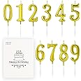 Beanlieve 10-Pieces Numeral Birthday Candles - Cake Numeral Candles Number 0-9 Glitter Cake Topper Decoration for Birthday,Wedding Anniversary,Party Celebration (Gold)