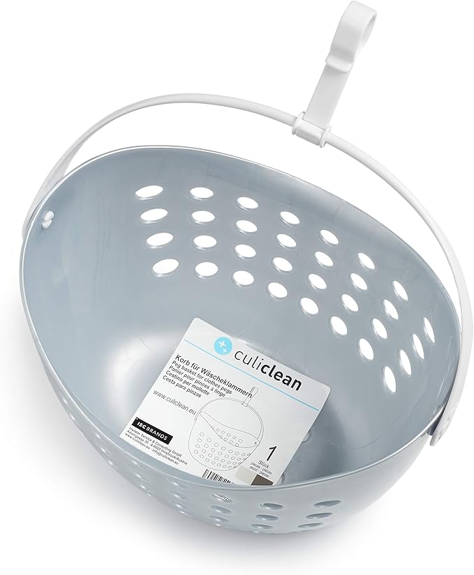 culiclean Peg Basket for Laundry/Clothes Pegs (1 piece, grey with white