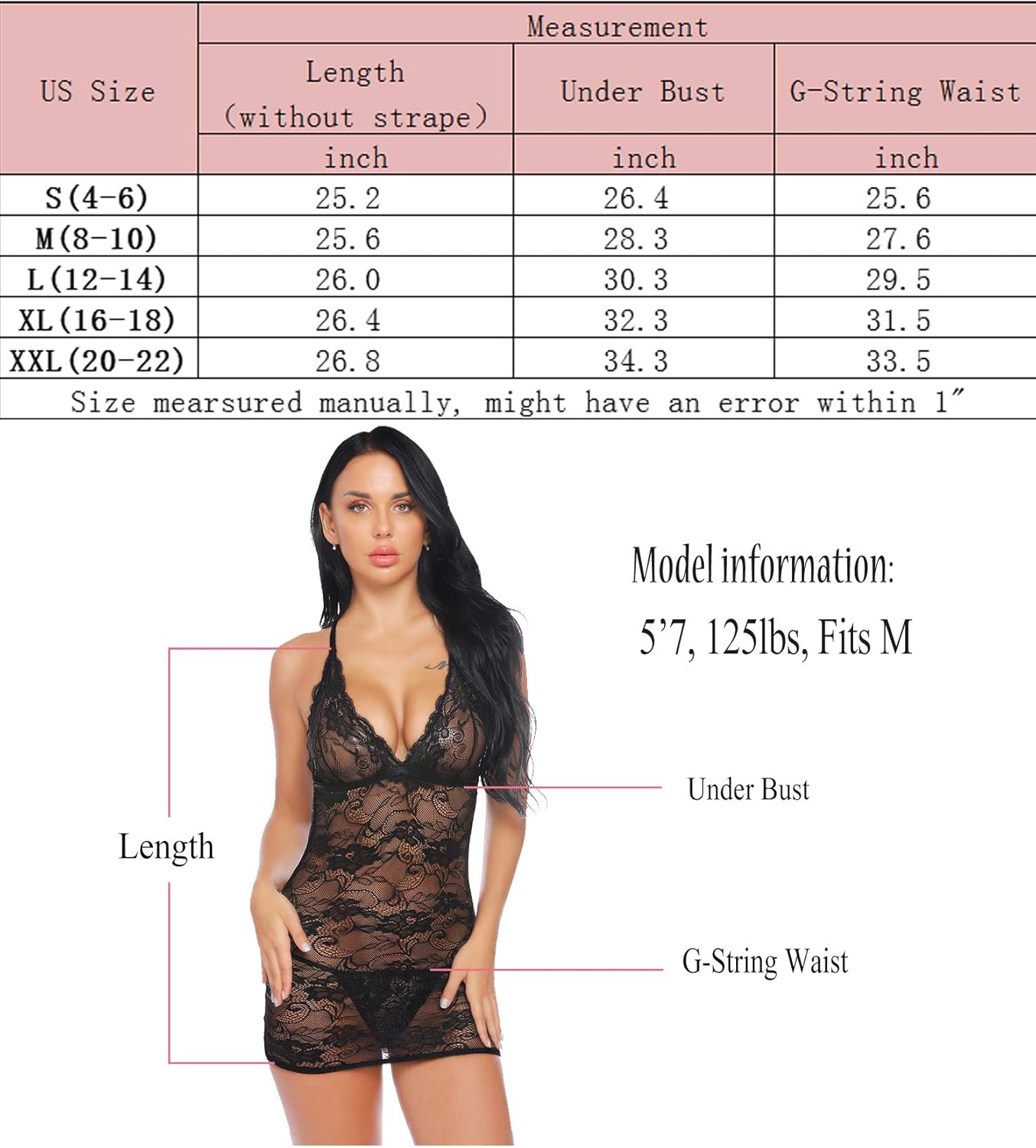 Gladiolus Women Lace Lingerie Sexy Deep V Halter Chemise Babydoll Lingerie Teddy Dress S-XXL at  Women’s Clothing store