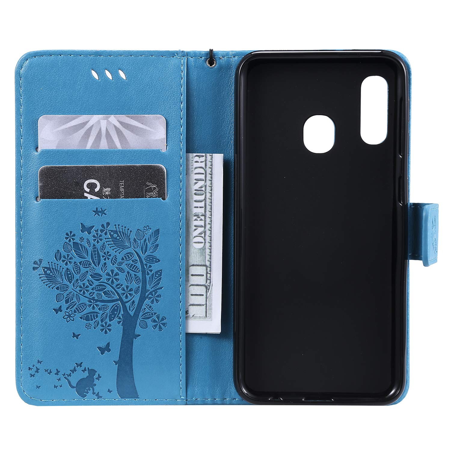 AILRINNI Case for Samsung Galaxy A20e - Premium Leather Flip Wallet Phone Case Cover Design for Samsung Galaxy A20e [Card Slots] [Magnetic Closure] [Kickstand] - Blue