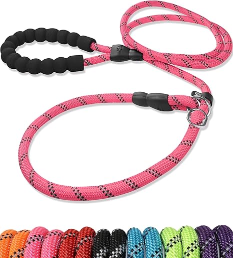 pink rope dog collar
