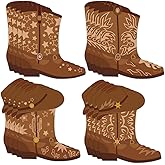 JarThenaAMCS 60Pcs Western Cowboy Cutouts Cowboy Boot Cut Outs Wild West Cardboard Paper Cutting for Birthday Baby Shower Classroom Decoration Supplies