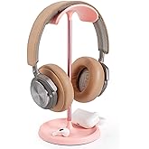 Headphone Stand, Curved Headset Stand with Storage Tray, Heavy Base Gaming Headset Holder for AirPods Max, AirPods Pro, Beats, Bose, Sennheiser, Sony and More (Pink)