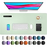 Aothia Large PU Leather Desk Pad Protector - Non-Slip Mouse Pad &amp; Writing Mat for Office/Home, Waterproof, Easy to Clean (23.6" x 13.7", Aqua)
