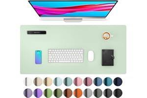 Aothia Large PU Leather Desk Pad Protector - Non-Slip Mouse Pad & Writing Mat for Office/Home, Waterproof, Easy to Clean (23.6" x 13.7", Aqua)