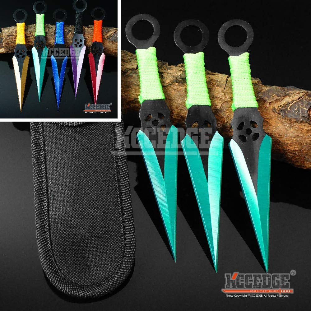 KCCEDGE BEST CUTLERY SOURCE Tactical Knife Survival Knife Hunting Knife 6.5" Ninja Kunai Throwing Knives Set Fixed Blade Knife Razor Sharp Edge Camping Accessories Survival Kit Tactical Gear 74236