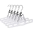 Quality Hangers 10 Pack Premium Skirt Hangers - Thin Space Saving Pant Hangers Set with Clamp, Shorts Hangers with Heavy Duty Locking Clasp, Multipurpose Jean Hangers Set - White