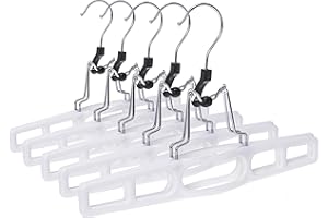 Quality Hangers 10 Pack Premium Skirt Hangers - Thin Space Saving Pant Hangers Set with Clamp, Shorts Hangers with Heavy Duty Locking Clasp, Multipurpose Jean Hangers Set - White