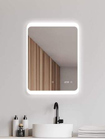 Alldrei Antibeschlag Badspiegel Mit Beleuchtung Ad034a Badezimmerspiegel Led Licht Touch Schalter Senkrecht Montage 50 X 70 Cm Wasserdicth Ip44 Weiss Lumen 1440 Energieklasse A Amazon De Baumarkt