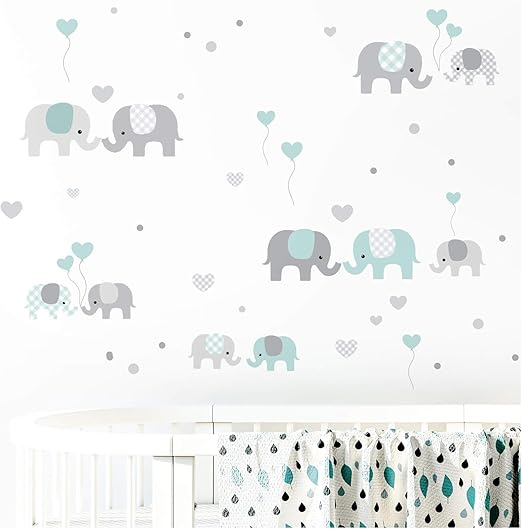 Little Deco Wandaufkleber Kinderzimmer Junge Elefanten Grau Mint I Zwei A4 Bogen I Wandtattoo Deko Aufkleber Babyzimmer Wandsticker Jungs Sticker Dl335 Amazon De Kuche Haushalt