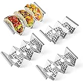 Chbuuero Taco Holders Set of 4, Taco Stand, Stainless Steel Taco Holder, Each Can Hold 3 Tortillas, with Easy-Access Handle, Fits Air Fryer and Oven
