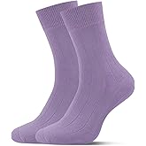 LMHCISO Men's Dress Socks Solid Colors Comfy Crew Cotton Dress Socks for Men Thin Lightweight Anti Odor Size 10-13