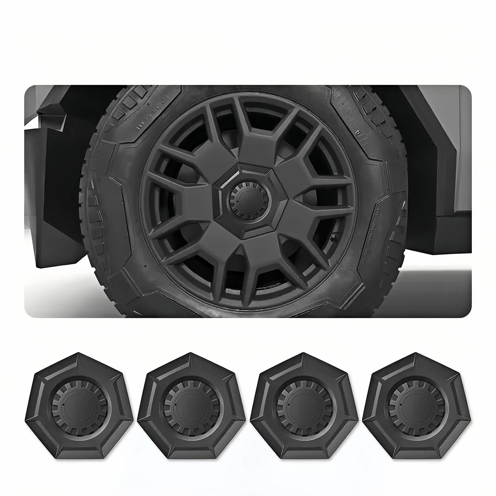 Photo 1 of ADUTECH Wheel Center Caps for Tesla Cybertruck Anti-Rust ABS Full Coverage Hub Center Caps Wheel Covers for Car Cybertruck Accessories (4pcs)