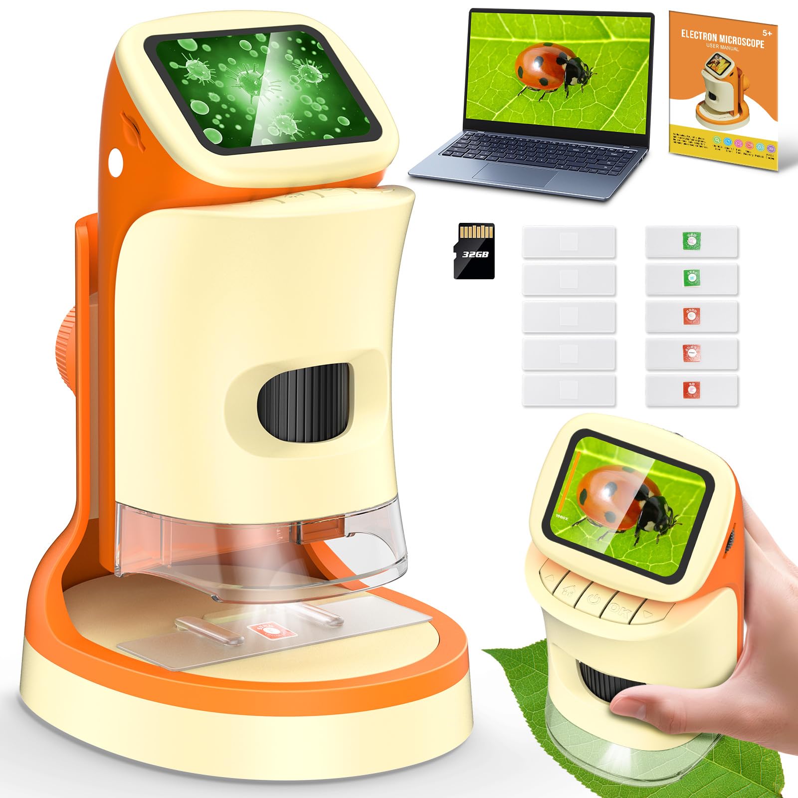 Microscope for Kids Pocket Portable 1000X 4K