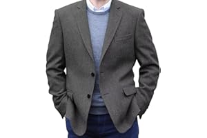 Mrbuerly Men's Tweed Blazer Jacket 2 Button Lightweight Herringbone Casual Sport Coat Wedding Groomsmen Prom Jackets