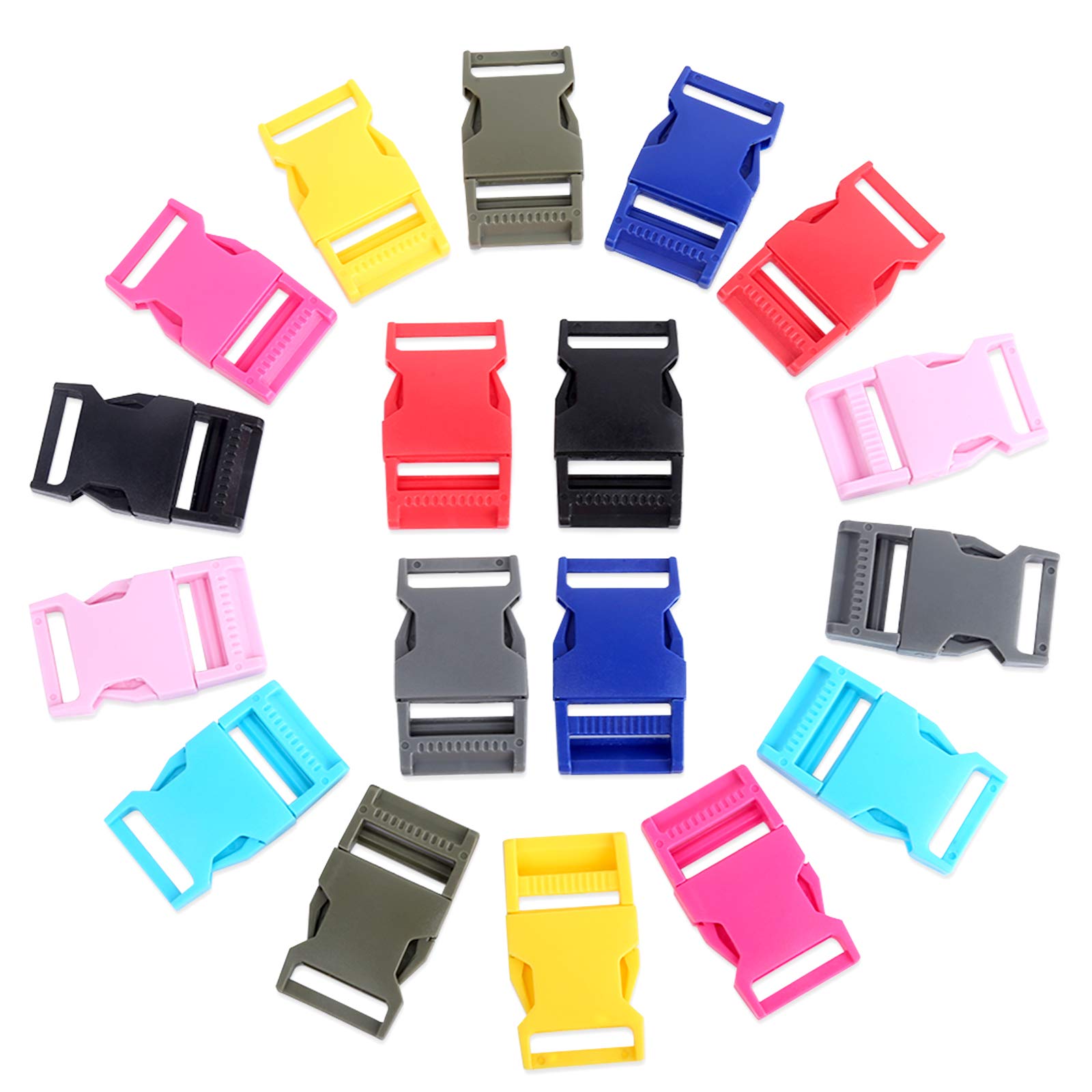 YGDZ 1 Inch Buckles, 18pcs Side Release Plastic Buckles Colorful Heavy Duty Plastic Buckles for Backpack Belt Sewing Fanny Pack