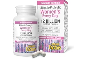 Natural Factors Women’s Every Day Probiotic 12 Billion 10-Strain Formula, 60 Veg Caps, With Added Cranberry Extract
