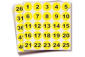 iSYFIX Consecutive Number Vinyl Stickers – 1 to 100, 1.5-inch, 1 set – Yellow Self Adhesive Premium Decal, Ideal for Inventor
