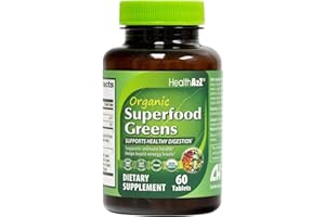 HealthA2Z® Organic Superfood Greens | 60 Tablets | Greens Blend 720mg | Fruits & Veggies Blend 580mg | Alfalfa, Broccoli, Spinach, Spirulina, Apple, Beet Root, Strawberry & Much More!