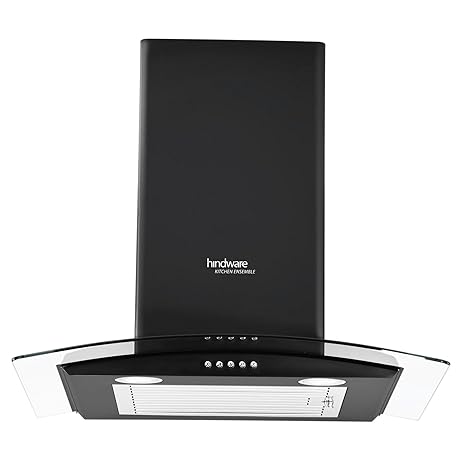 Hindware 60cm 1100 m3/hr Chimney (Sabina Black 60, 1 Baffle Filter, Black)