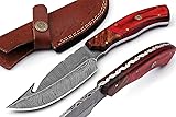 Gut Hook Knives Real Damascus Hunting Knifes