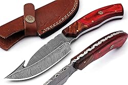 Gut Hook Knives Real Damascus Hunting Knifes