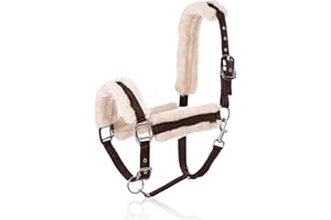 Equinavia Valkyrie Ultra Fleece Breakaway Horse Halter | Padded Fleece Adjustable Safety Halter with Nylon Webbing - Brown/Ivory White - Horse