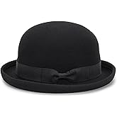 Bowler Fedora Hat with Rolled Brim - 1920s Classic Wool Derby Hats for Man Woman