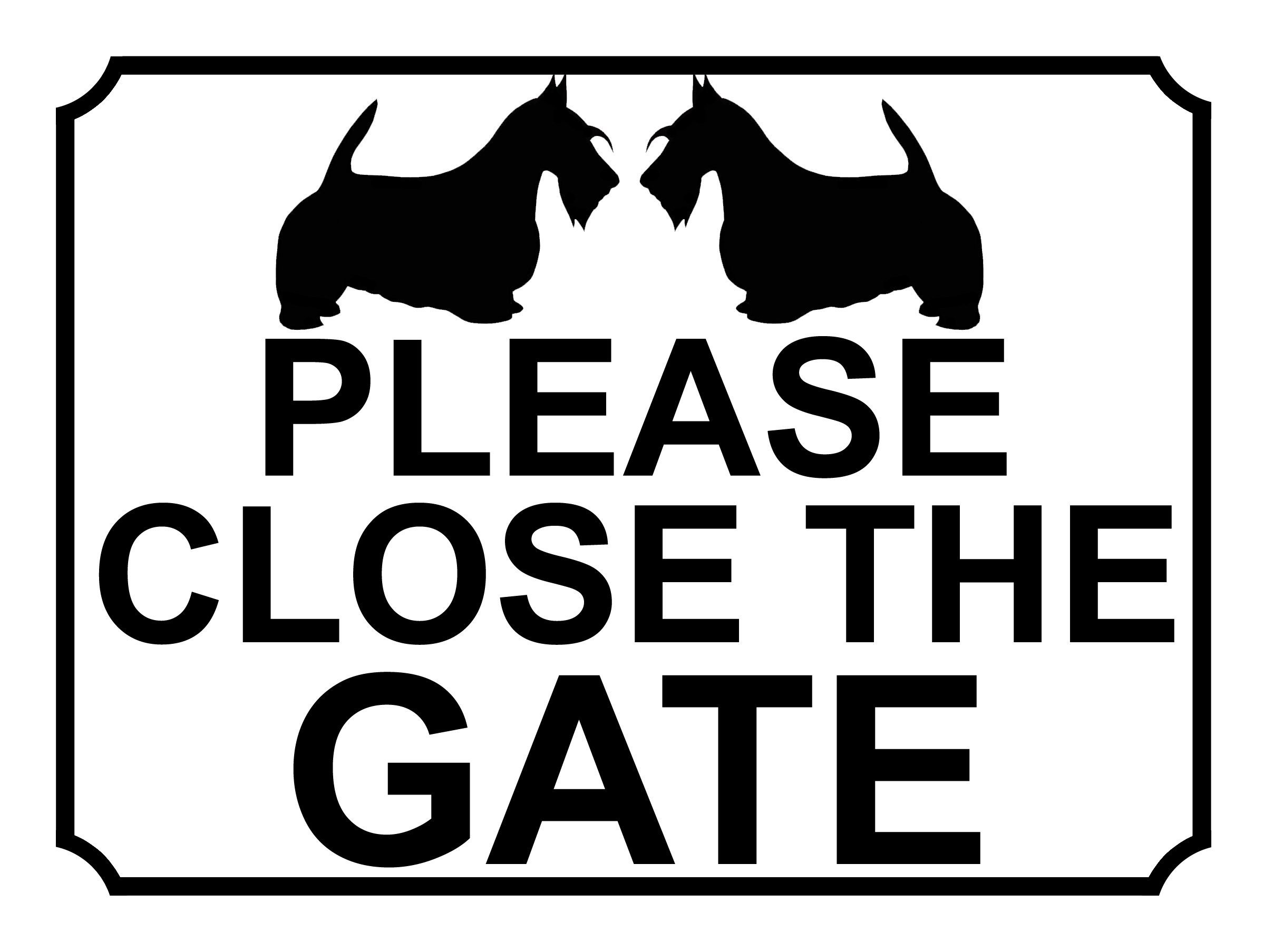 PLEASE CLOSE THE GATE DOG THEME METAL SIGN 267MM X 200MM (157H1L) LARGE 10" X 8"