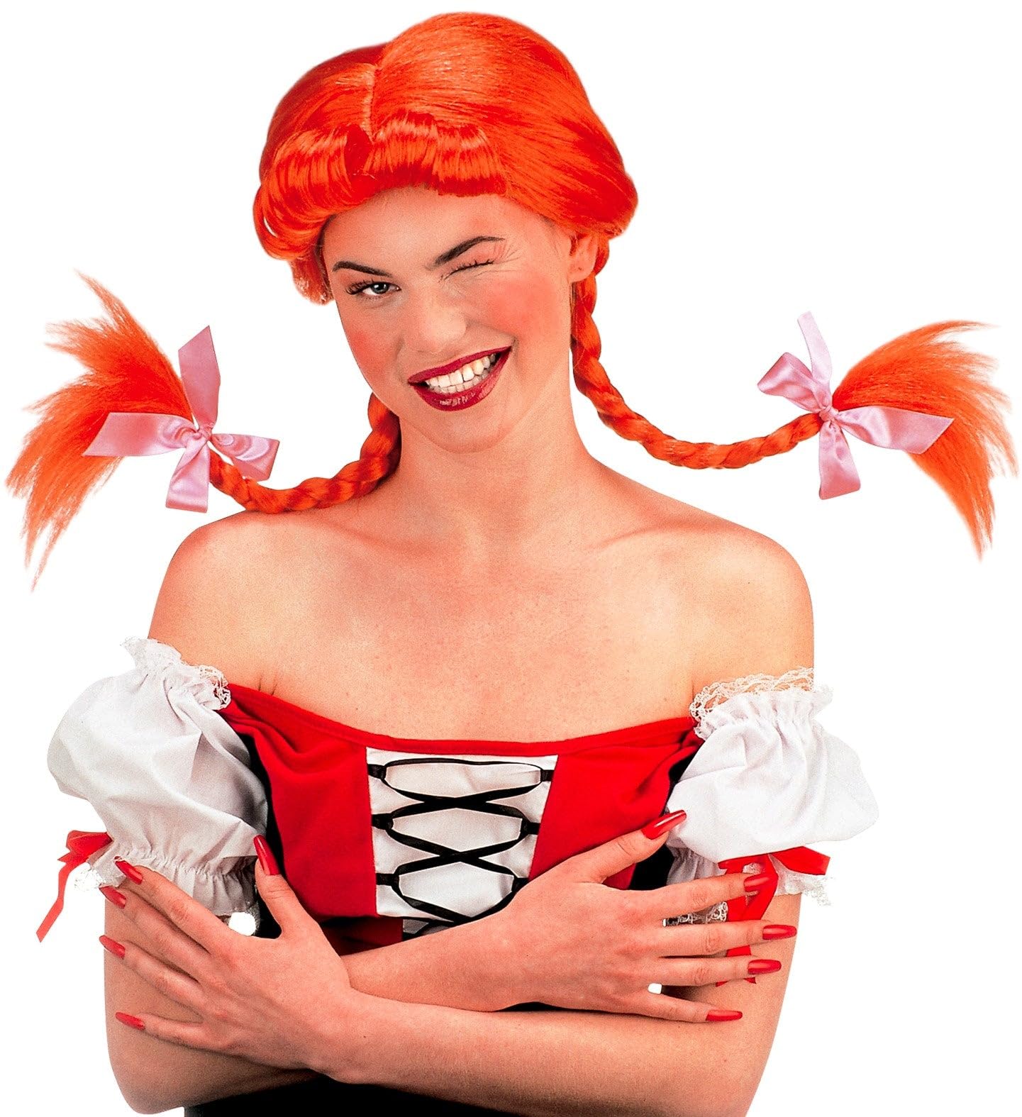 Ladies Naughty Girl Bendable Plaits Red Wig for Hair Accessory Fancy Dress