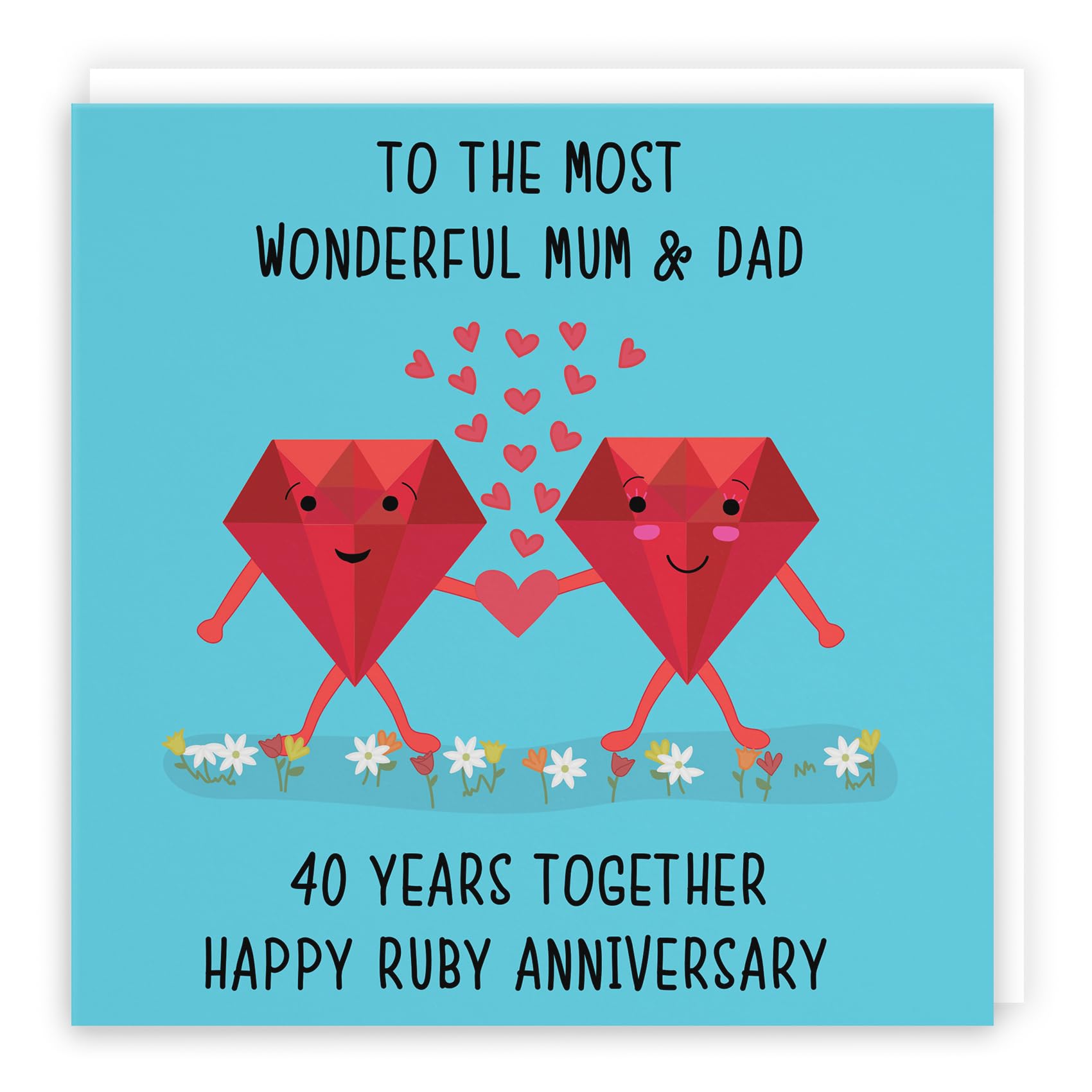 Hunts England - Mum And Dad - Parents 40th Anniversary Card - To A Wonderful Mum & Dad - 40 Years Together - Happy Ruby Anniversary - Iconic Collection — image 1