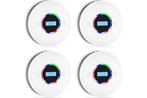 SHYEEH Smoke and Carbon Monoxide Detector, Combination Smoke Alarm and Carbon Monoxide Detector Battery Powered, CO Detector with Sensitive Sensor, LCD Display and Sound Warning, CDR-813