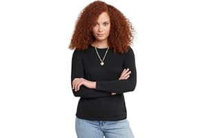 Hanes Womens Originals Long Sleeve Cotton T-Shirt, Lightweight Crewneck Tee, Modern Fit