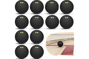 12 Pcs Squash Ball Double Yellow Dot Squash Ball High Elasticity Rubber Professional Squash Balls for Training Practice and C